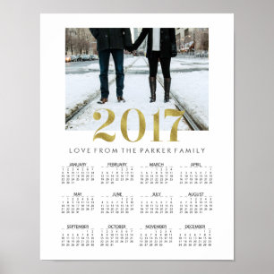 Eenvoudige Nepgouden 2017 Familie Foto Kalender Poster