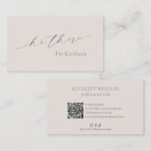 Eenvoudige Neutrale Biege Tan QR Code Elegant Mode Visitekaartje (Voorkant / Achterkant)