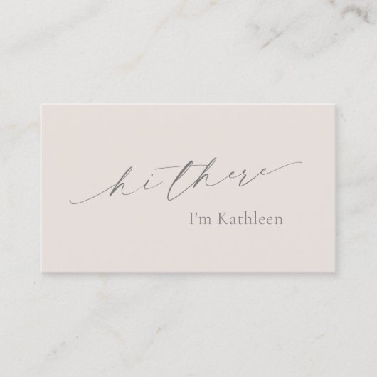 Eenvoudige Neutrale Biege Tan QR Code Elegant Mode Visitekaartje (Voorkant)