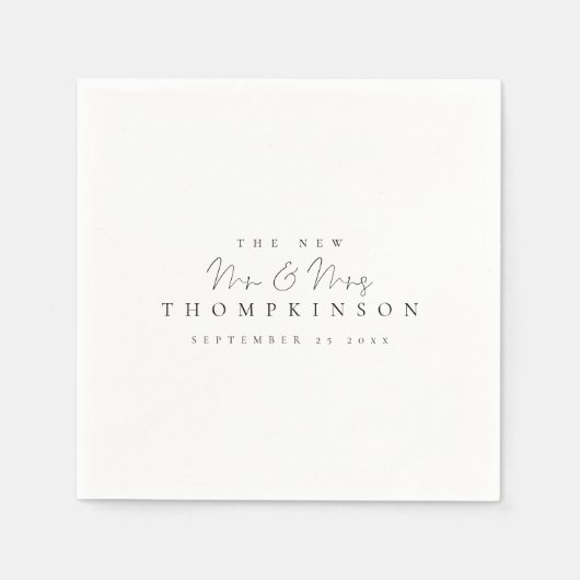 Eenvoudige nieuwe heer en mevrouw Naam Datum Scrip Servet (Voorkant)