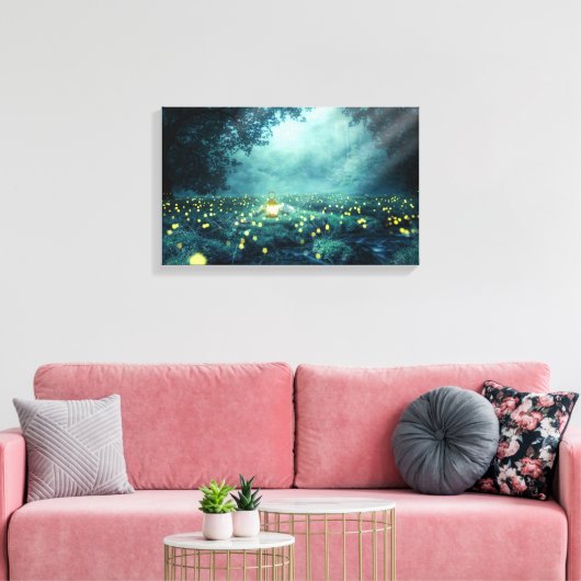 Eenvoudige Night Forest Glowworm Lantaarn Canvas P (Insitu (Woonkamer))