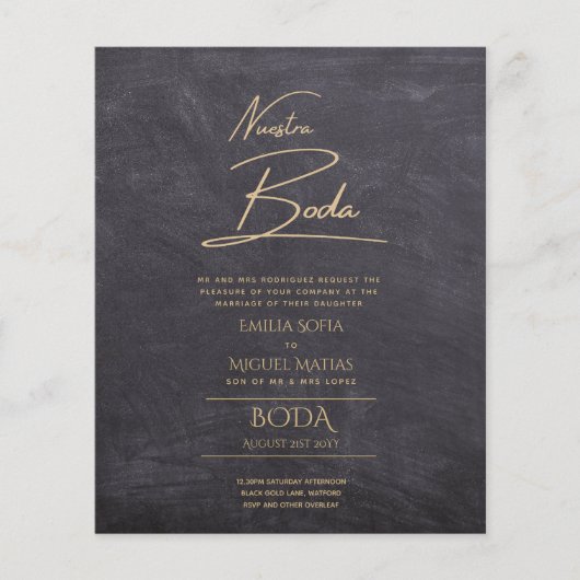 Eenvoudige Nuestra BODA Spaanse Huwelijksuitnodigi (Voorkant)