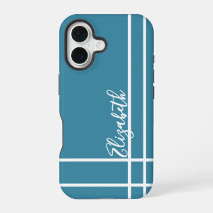 Eenvoudige oceaanblauwe minimalistische aangepaste iPhone 16 hoesje