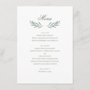 Eenvoudige olijfbladeren. Italiaans huwelijk. Bota Menu