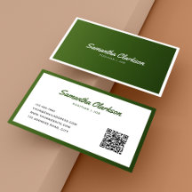 Eenvoudige Olive Green Border Script QR Code