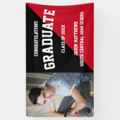 Eenvoudige one-foto zwarte rode Afstuderen banner (Verticaal)