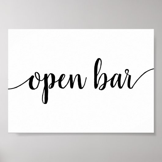 Eenvoudige open balk | Zwart script elk eventteken Poster (Voorkant)