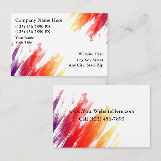 Eenvoudige opmaak en kleurig ontwerp schilderen visitekaartje (Voorkant / Achterkant)