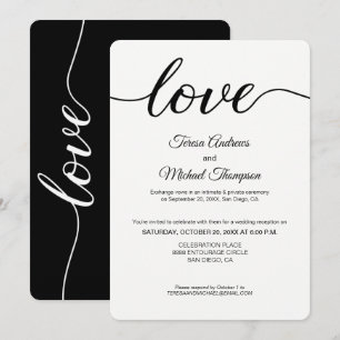 Eenvoudige opname van liefdesscript Elopement Wedd Kaart