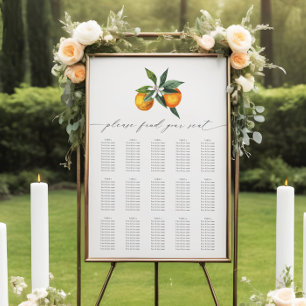 Eenvoudige Oranje Boho Botanische Bruiloft Instell Poster