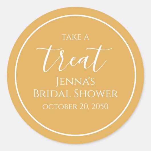 Eenvoudige Oranje Bruidsfeest Calligrafie Waterver Ronde Sticker (Voorkant)