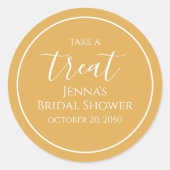 Eenvoudige Oranje Bruiloftfeest Calligrafie Waterv Ronde Sticker (Voorkant)