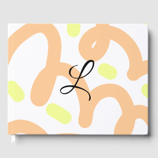 Eenvoudige oranje gele waterverf voeg uw monogram  gastenboek