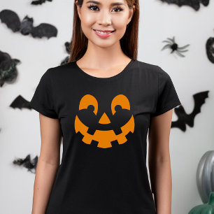 Eenvoudige Oranje pompoen gezicht silhouet Hallowe T-shirt