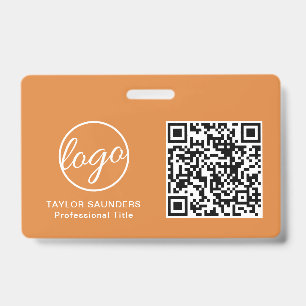 Eenvoudige Oranje QR-code Personeels-ID Badge