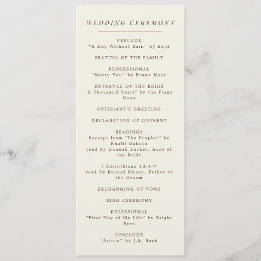 Eenvoudige Oranje tak van het Val Wedding Programma (Voorkant)