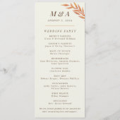 Eenvoudige Oranje tak van het Val Wedding Programma (Achterkant)