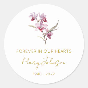 Eenvoudige Orchidee Herdenking Ronde Sticker