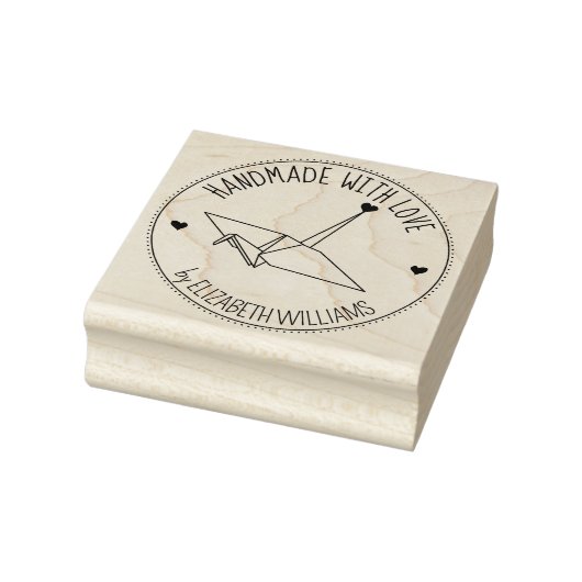 Eenvoudige Origami Custom Handmade with love, Rubberstempel (Stempel)