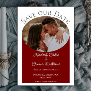 Eenvoudige ovale foto Opslaan datum Rood Save The Date