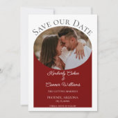 Eenvoudige ovale foto Opslaan datum | Rood Save The Date (Voorkant)