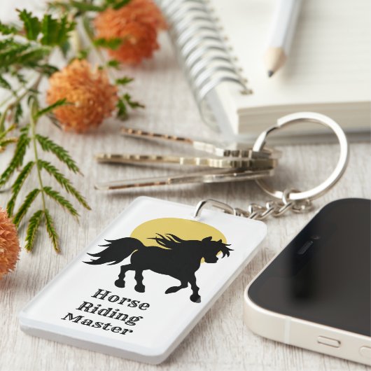 Eenvoudige paardenliefhebber fotosjabloon rechthoe sleutelhanger (Voorkant Rechts)