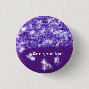 Eenvoudige paarse glittersparren voegen jouw tekst ronde button 3,2 cm