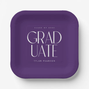 Eenvoudige Paarse graduatiepartij van het moderne Papieren Bordje