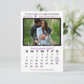 Eenvoudige Paarse Photo Calendar Wedding Save Our  Kaart (Staand voorkant)