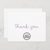 Eenvoudige Paarse Script Business Logo Bedankkaart (Voorkant / Achterkant)