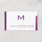 Eenvoudige Paarse textuur | Monogram Visitekaartje (Voorkant)