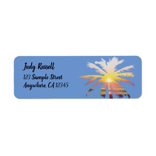 Eenvoudige palmboom Sunrise Return Address Labels (Voorkant)