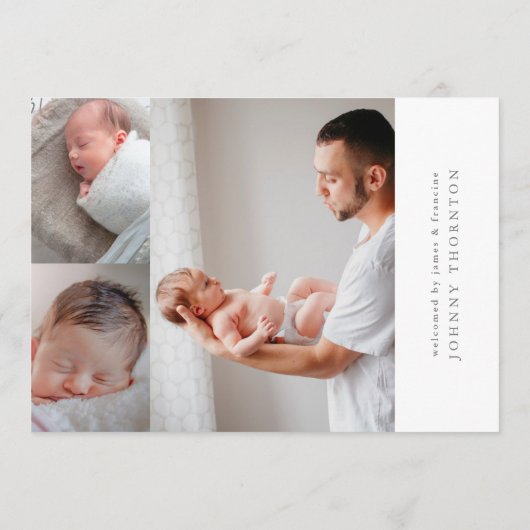 Eenvoudige pasgeborene foto collage geboorte aanko aankondiging (Achterkant)