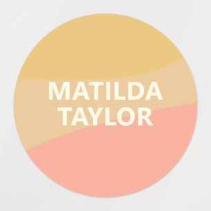 Eenvoudige Pastel Gele Koraal Gepersonaliseerde Na Labels