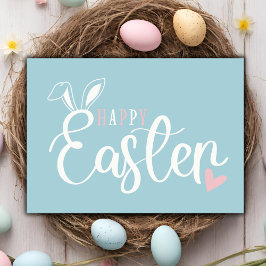 Eenvoudige Pastel Roze & Blauw Schattige Gelukkig  Feestdagen Kaart