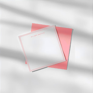 Eenvoudige Pastel Roze Minimalistische Monogram Tw Notitiekaartje