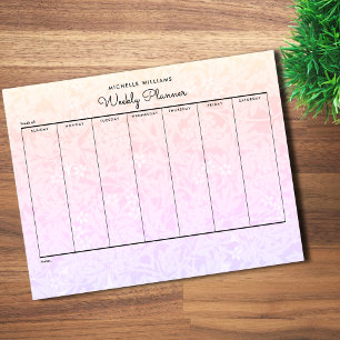 Eenvoudige Pastel Roze Regenboog Bloemendagplanner Notitieblok