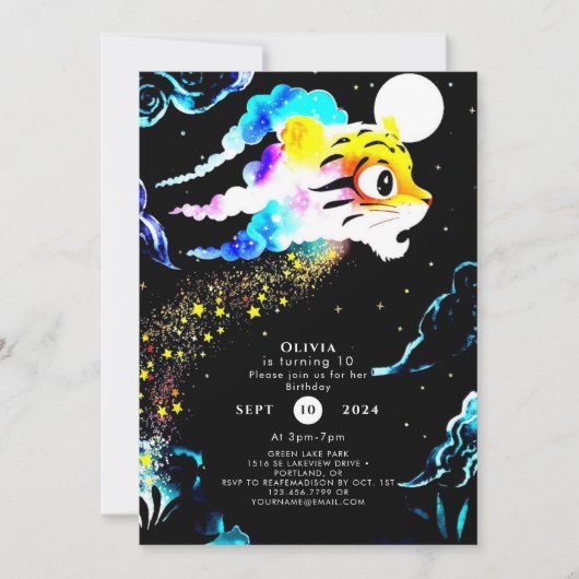 Eenvoudige pastel tijger verjaardag kaart (Voorkant)