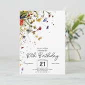 Eenvoudige Pastels Wildbloemen 40e verjaardag Kaart (Staand voorkant)