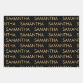 Eenvoudige patroonnaam Gold White Black Inpakpapier Vel (Voorkant 2)
