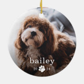 Eenvoudige Paw Print Hond Foto Kerstmis Keramisch Ornament (Achterkant)