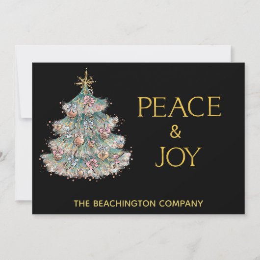 *~* Eenvoudige PEACE JOY Corporate kerstboomkaart (Voorkant)