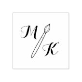 Eenvoudige penseel Monogram Initialen Rubberstempel (Afrduk)