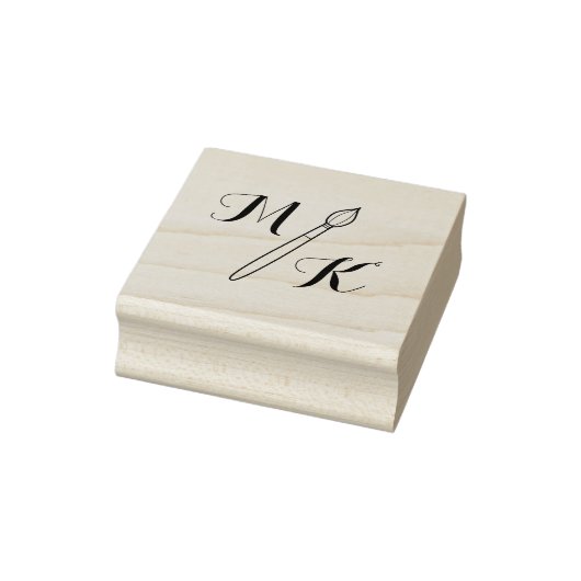 Eenvoudige penseel Monogram Initialen Rubberstempel (Stempel)