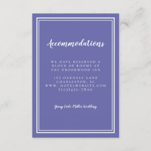 Eenvoudige Periwinkle Blue Wedding Informatiekaartje