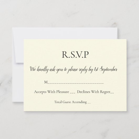 Eenvoudige, persoonlijke RSVP-uitbreidingskaart RSVP Kaartje (Voorkant)