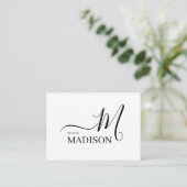 Eenvoudige persoonlijke zwarte en witte bruiloft informatiekaartje (Staand voorkant)