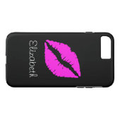 Eenvoudige persoonlijke zwarte roze Lips Case-Mate iPhone Case (Achterkant (Horizontaal))