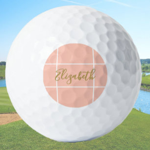 Eenvoudige perzik minimalistische aangepaste naam golfballen