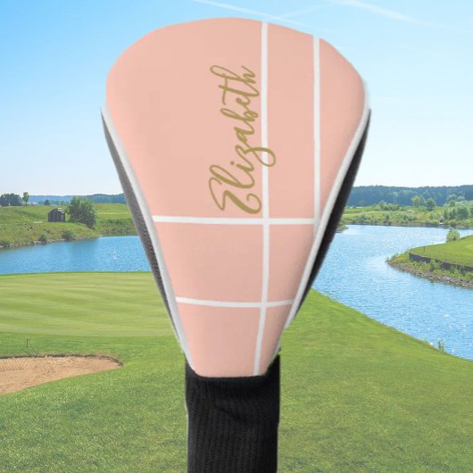 Eenvoudige perzik minimalistische aangepaste naam golfheadcover